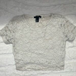 Floral off-white lace crop top